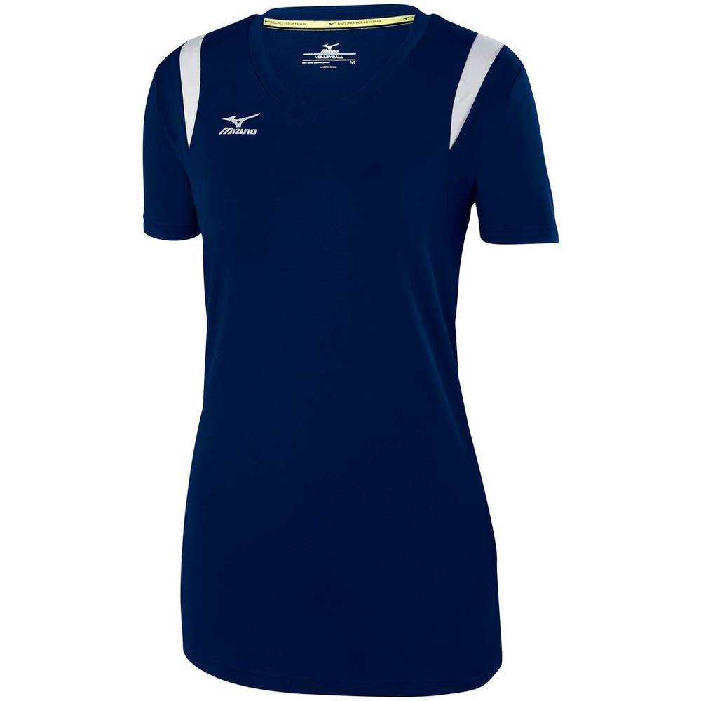 Womens Mizuno Balboa 5.0 Long Sleeve Volleyball Jersey Navy/Silver Philippines (ARVOFT360)